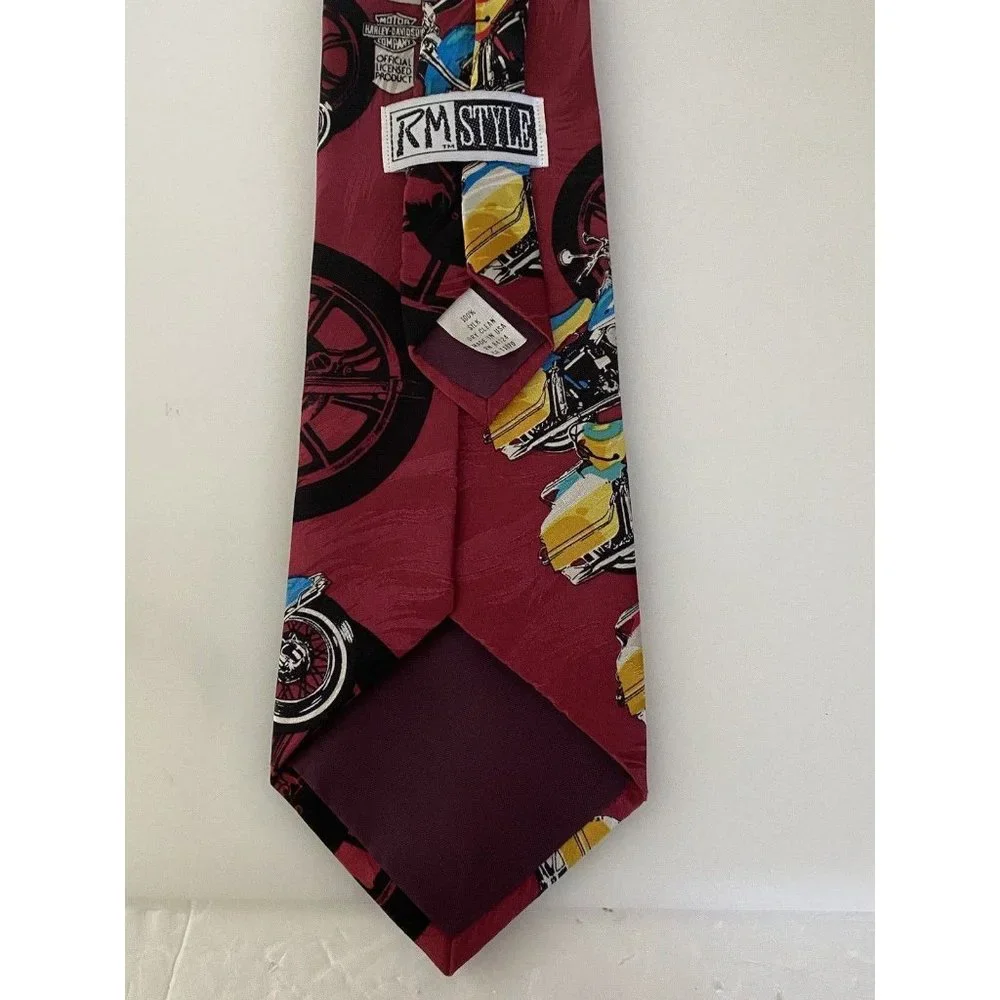 Harley Line Up 1993 Harley Davidson Ralph Martin 100% Silk‎ Neck Tie Vintage 4